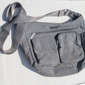 Baggalini Gray Crossbody Bag Yellow Interior